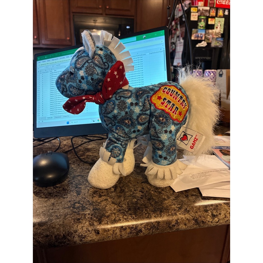 Ganz Country Star Horse Plush Blue Paisley Western Webkinz Stuffed Animal 9 Inch